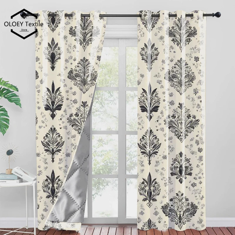 

OLOEY Soundproof Thermal Insulated Cotton Linen Blackout Curtains for Living Dining Room Bedroom Thickened Custom Window Drapes