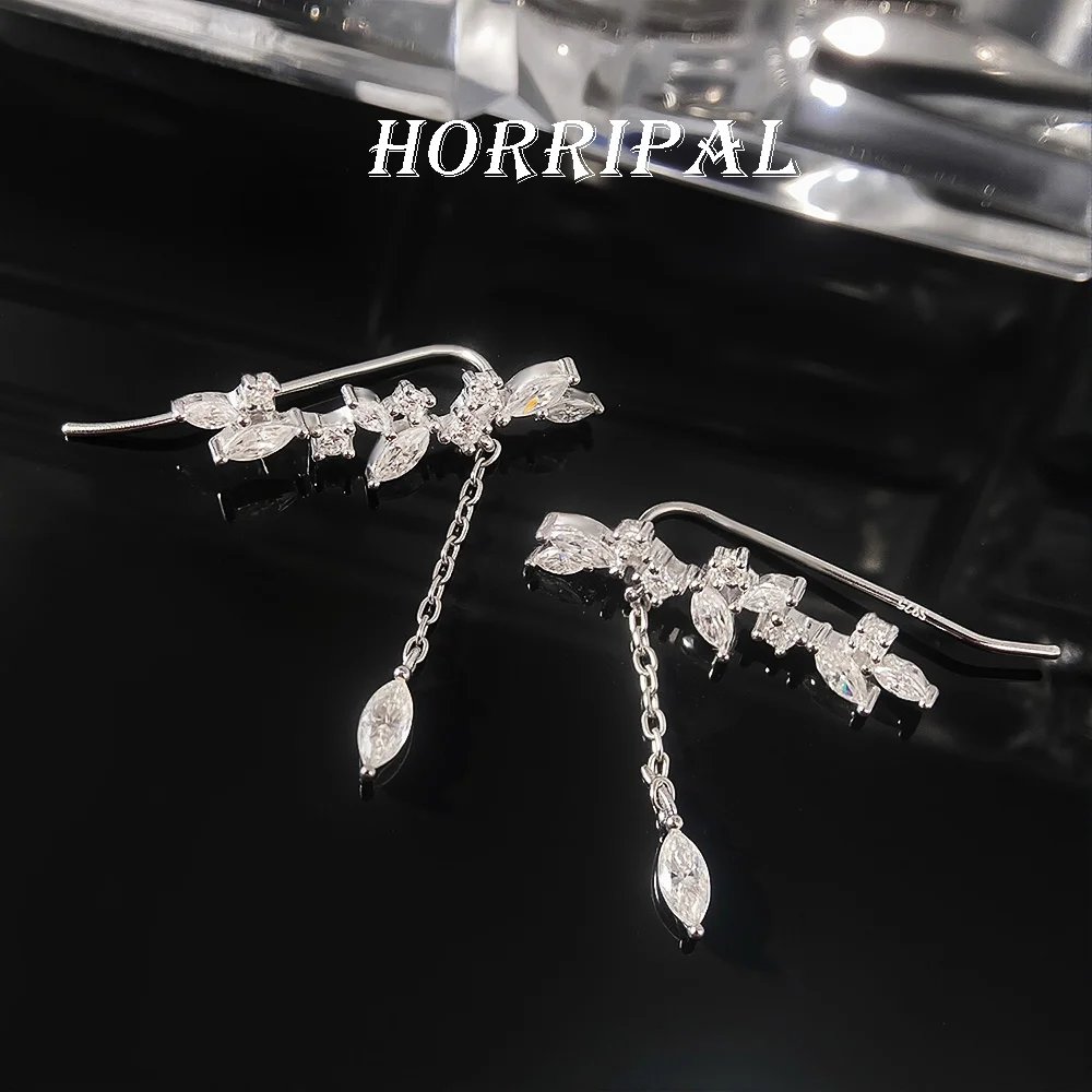 

HORRIPAL D VVS1 Moissanite Drop Earring for Women GRA S925 Sterling Silver High Quality Anniversary Party Fashion Jewelry Gift
