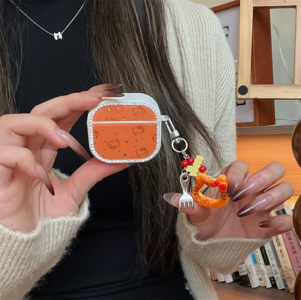 

Luxury Diamond Hellokitty Headphone Case Cover for Apple Airpods 2 3 4 Pro 3 Pro 2 Cover Headphone Charging Case Cute Fundas