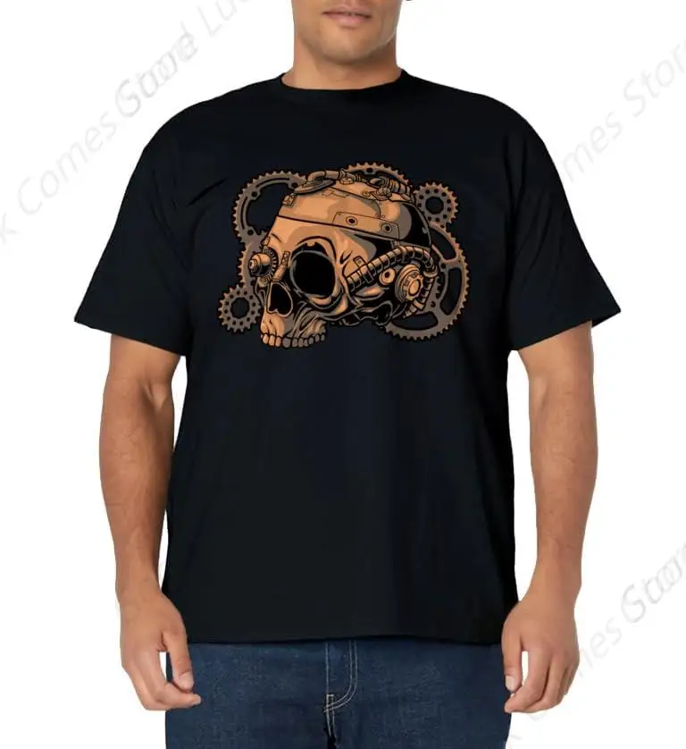 Steampunk Victorian - Steam Powered Engine Skull T-Shirt