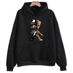 Disney Cartoon Pocket Male Sweatshirts Marvel Tree Man Groot Anime Print Cozy Daily Men Hoodies Autumn Winter Popular Pullover