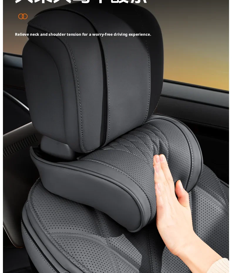 Auto-Kopfstützenkissen 2 Stück Nappaleder für Chery Tiggo 7 Tiggo 8 Tiggo 9 Tiggo 5x Omoda 5 Jaecoo 7 Auto-Innenausstattung Zubehör – Detail 7