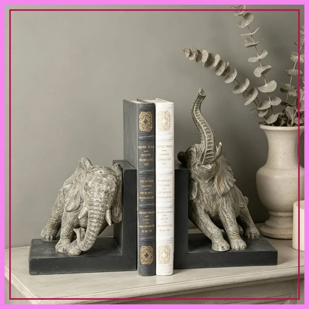 

Heavy Duty Elephant Bookends - 5.34 LBS, 11.8x7.9x9.8 Inch, for Home Office School