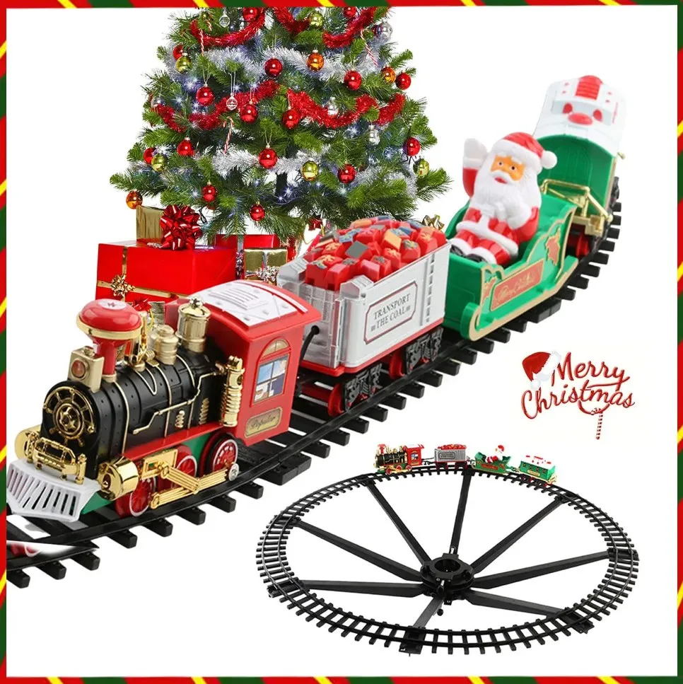 

Christmas Train Electric Train Set For Christmas Tree Track Car Christmas Decoration Trains Noel Gift Round Rail Train Carousel