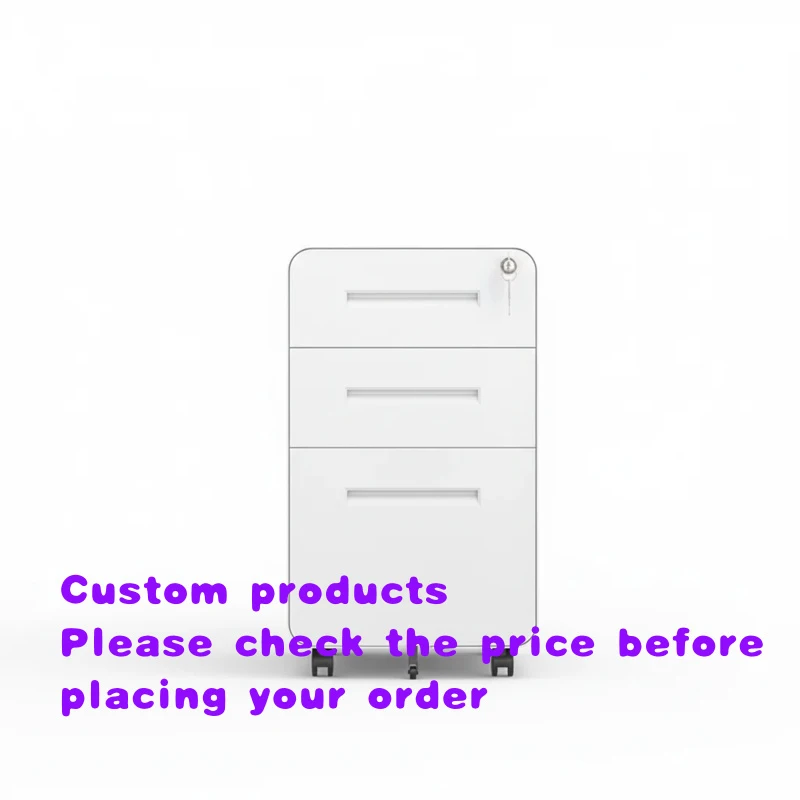 custom.White Mobile 3 Drawer File Cabinet with Handle and Wheels Home Office