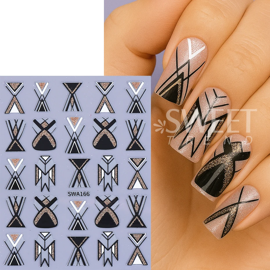 2 stuks nagelstickers glitter goud zilver onregelmatige geometrische lijn Frans ontwerp zelfklevende nagelsticker DIY manicure decoratie schuifregelaar