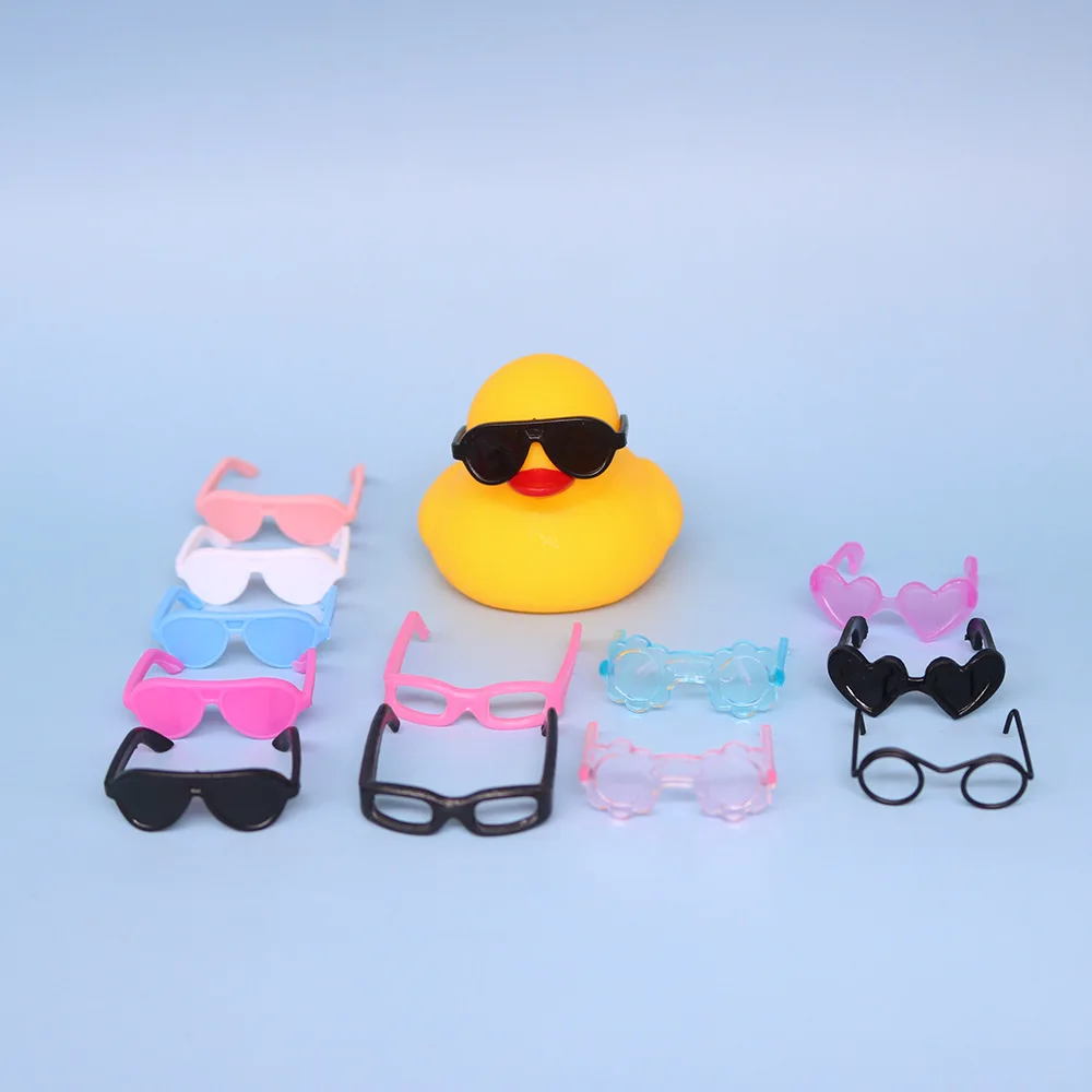 Cool Car Dashboard Decorations Rubber Duck Cute Rubber Duck DIY Accessories Mini Black Pink Blue Sunglasses Necklace Scarf