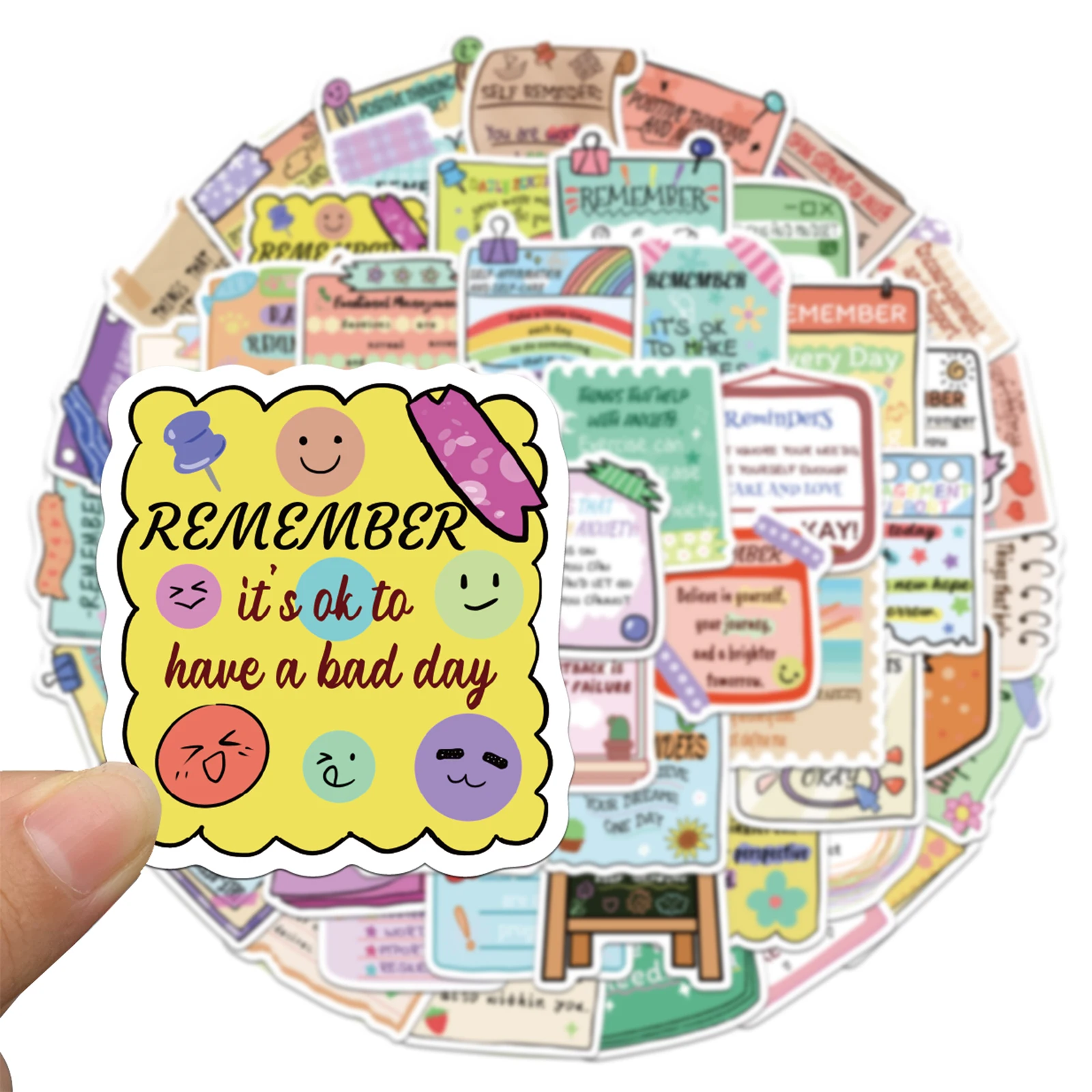 54PCS Psychological Health Stickers Exquisite Text Account Materials Phone Cases Laptop Suitcases Water Cups Waterproof Stickers