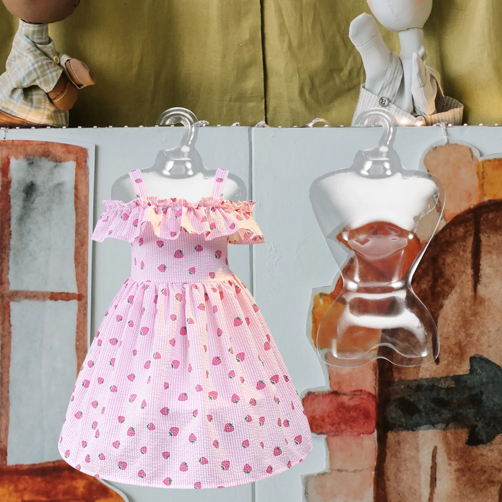 

100Pcs Plastic Dress Form Mannequin Hangers Mini Clothes Organizer Wardrobe Rack Kids Closet Display Accessories