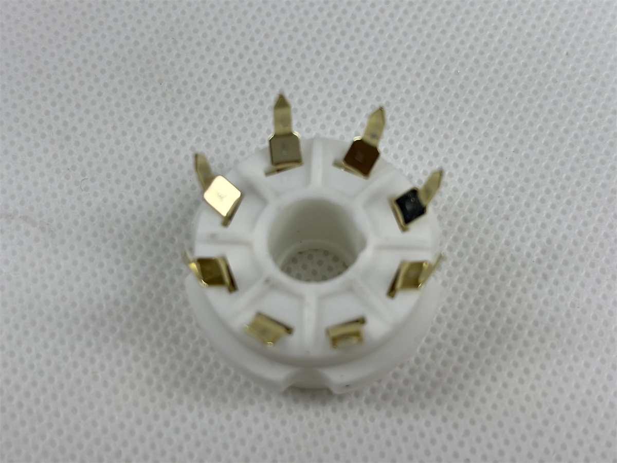 10PCS Gold Plated K8A PCB Mount 8 Pin เซรามิคหลอดซ็อกเก็ตสําหรับ 6P3P 6SN7 6N8P 6N9P 5Z3P 5Z4P 6550 KT88 หลอดสูญญากาศเครื่องขยายเสียง DIY