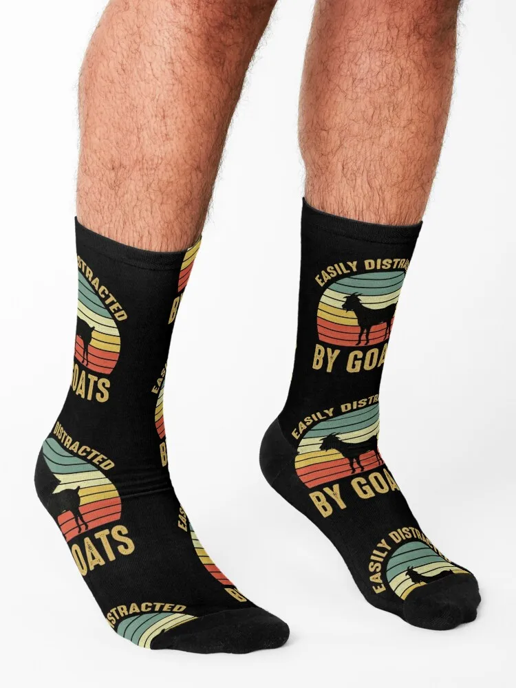 Easily distracted by goats ,goat gifts for goat lovers Socks Crossfit crazy Hiking boots moving stockings Male Socks Women's