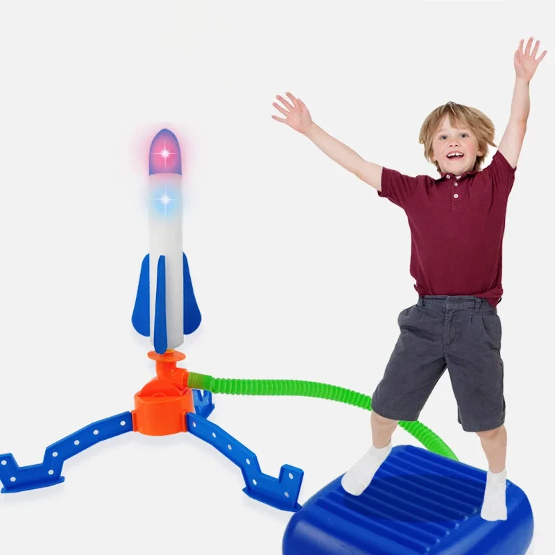 Children's Foot-stepping Small Rocket Toys Outdoor Luminous Ejection Flying Flash Launch Rocket Children's Interactive Toys Gift