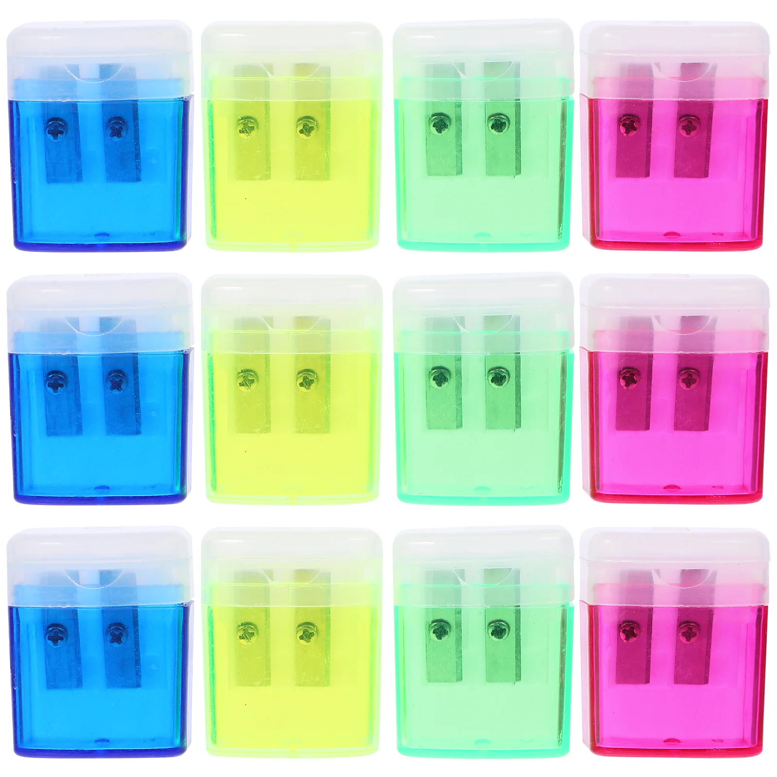 12 قطعة مبراة أقلام رصاص قرطاسية مريحة بفتحات مزدوجة مبراة يدوية لمكتب حقيبة مدرسية خفيفة الوزن لشحذ القلم الرصاص