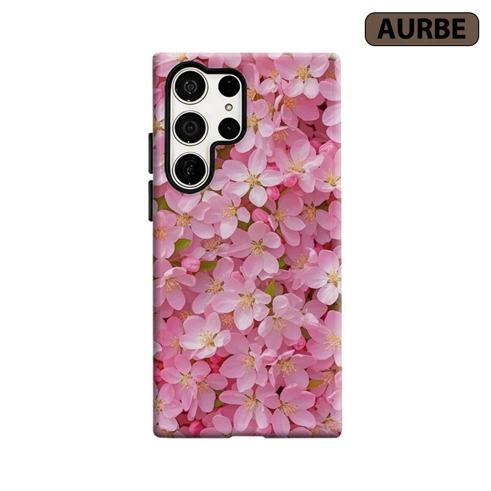 Pink Blossom Dense Phone Case for Samsung Galaxy S26 S25 Ultra S24 S23 Ultra Plus Shockproof Double Layer Tough Back Cover