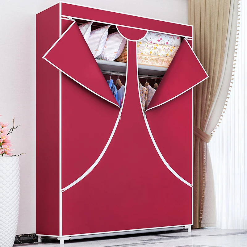 Wardrobe simple cloth wardrobe steel pipe reinforcement thickened household children's wardrobe dustproof wardrobe