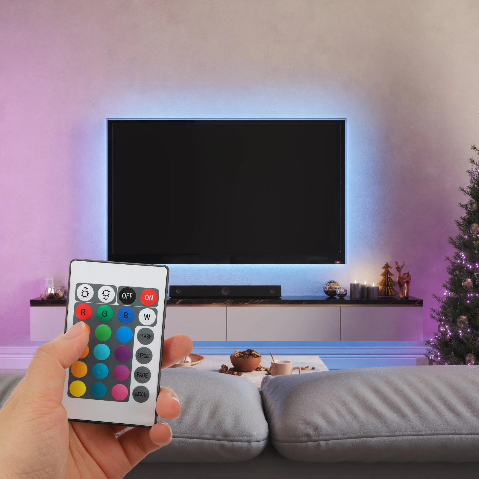 

Background Light Set USB Powered Rgb LED Strip Light Remote App Controlled Color Changing LED Lights for Bedroom Room Decor