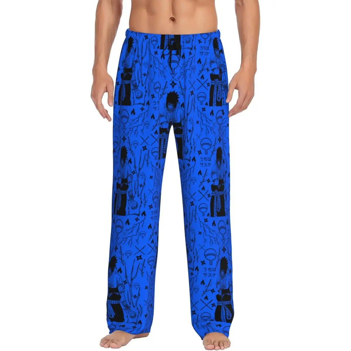 

Custom Uchiha Sasuke Pajama Pants Sleepwear for Men Elastic Waistband N-Narutoes Sleep Lounge Bottoms with Pockets
