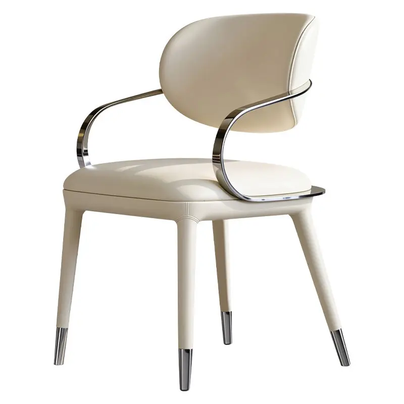 Creamy Luxury Dining Chairs Decoration Nordic Salon Foldable Dining Chairs Arm Chair Vanity Cadeira De Jantar Seats Furniture