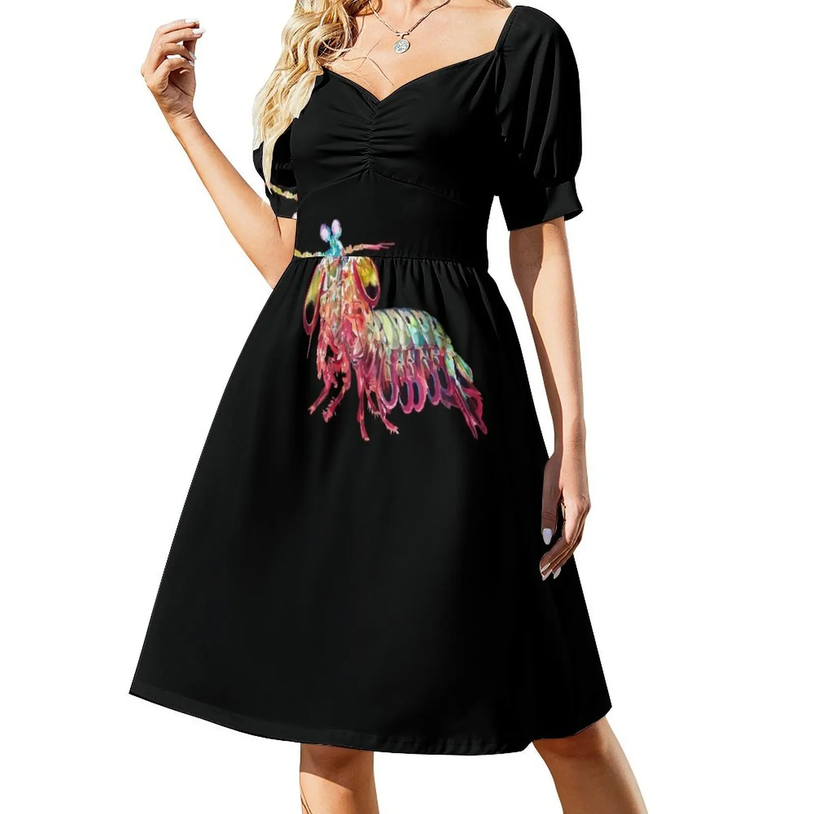 

Rainbow Peacock Mantis Shrimp Science Under Water Creatures Short Sleeved Dress Long dress Dress