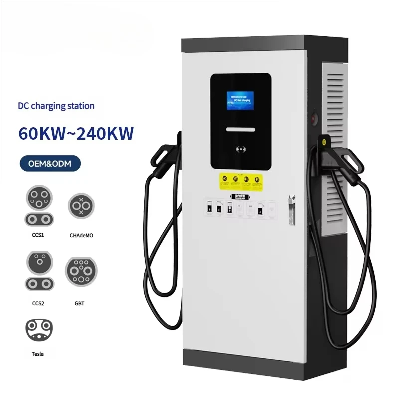 Liquid Cooling Dual Gun DC Fast EV Charging Station 40kw-160kw Commercial OCPP1.6 Waterproof 7-Inch Touch Card/APP/POS CCS2/GB/T