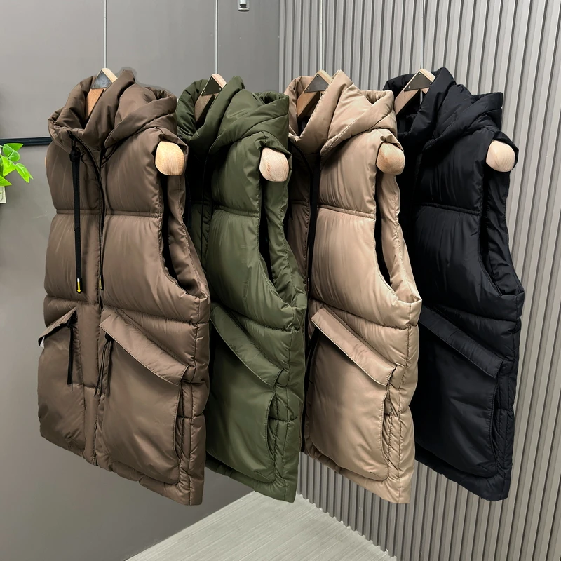 

Men's Loose Warm Vest Autumn Winter New Casual Basic Style Solid Color Zipper Windproof Vest Jacket Fashionable Outdoor Wear