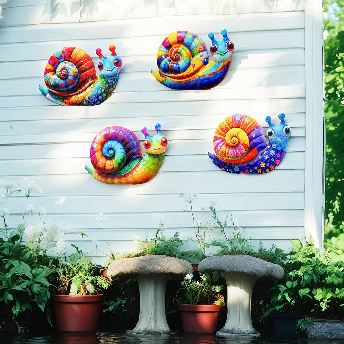 ศิลปะโลหะ Snail Wall Decor เหล็กที่มีสีสัน Art Snail ประติมากรรม Snail แขวนเครื่องประดับสําหรับ Outdoor Home Office Yard Garden งานแต่งงาน