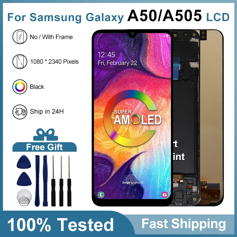 SM-A505F/DS AMOLED For Samsung Galaxy A50 LCD Display Touch Screen For Samsung SM-A505FN/DS SM-A505GT/DS Display Assembly Parts