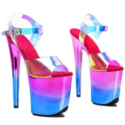 Lady 20cm/ 8inches With Shiny TPU Upper Sexy Starp Small Open Toe Platform High Heel Sandals Pole Dance Shoes 138