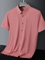 Plus Size 6xl 5xl Summer Shirt Men Breathable Solid Short Sleeve Sportswear Cooling Nylon Spandex Quick Dry Slim Fit Golf Shirts