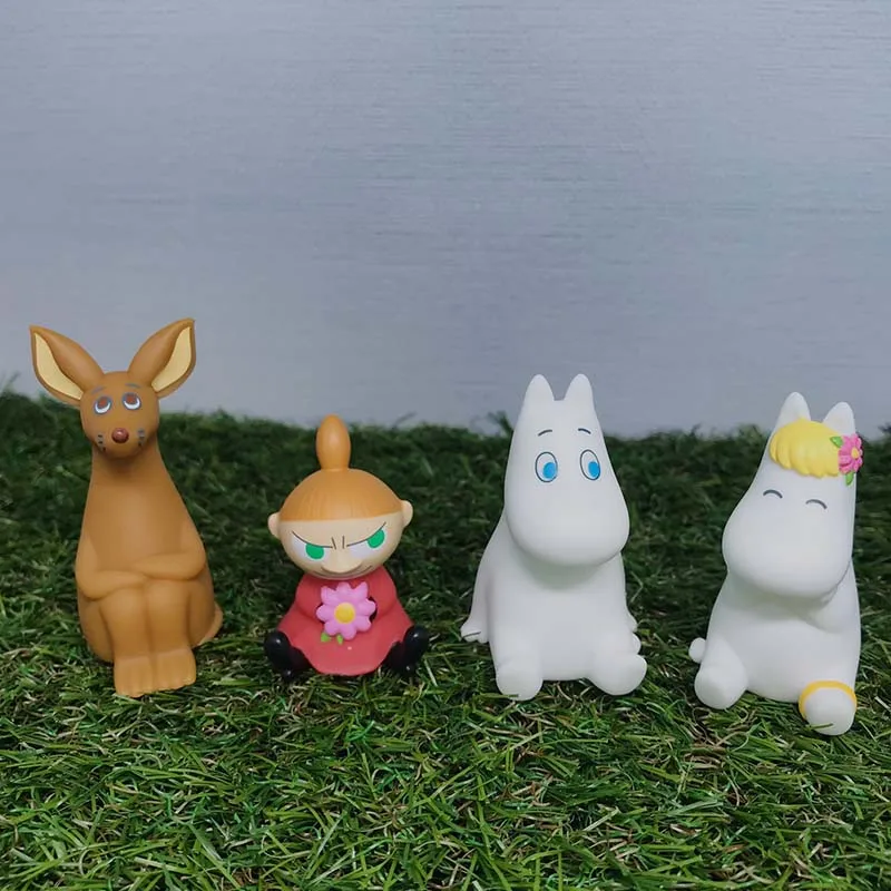 Bandai-Gashapon e Moomin Anime Figure Toys para crianças, ornamentos modelo colecionáveis, presente dos infantes, 4pcs