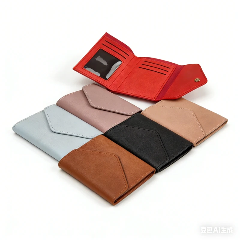 Women‘s Short Tri-fold Wallet, Slim Mini Card Holder with Multiple Slots, Fashion Compact Coin Purse Money Clip