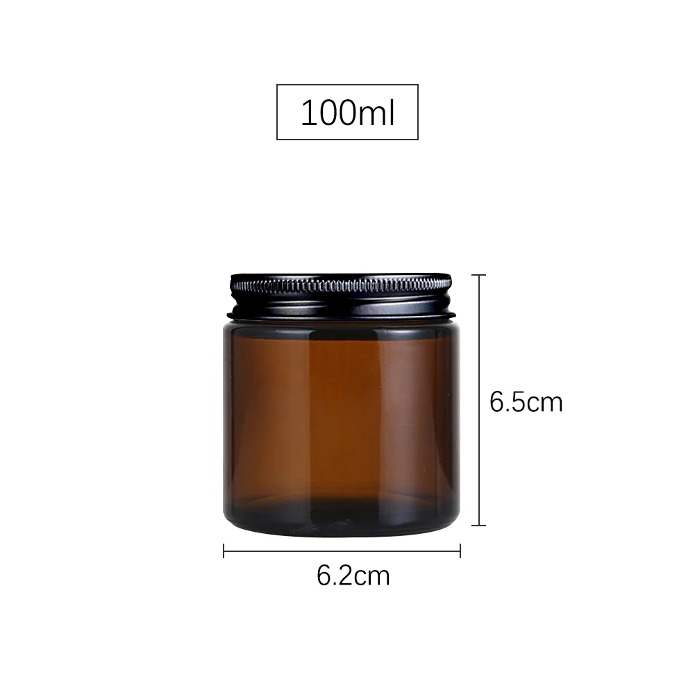 100g Glass Cosmetic Jar Handmade Body Lotion Cream Container Skincare Brown Cosmetic Candles Aromatherapy