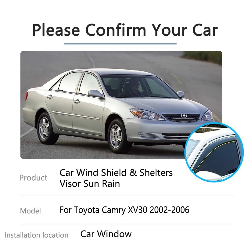 For Toyota Camry XV30 Daihatsu Altis 2002 2003 2004 2005 2006 Rain Sun Vent Window Visors Deflectors Shades Guards Accessories