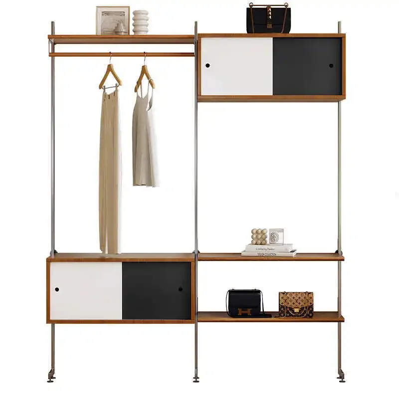 Household medieval multi-layer bookshelf, living room multi-functional drawer storage locker, metal display rack