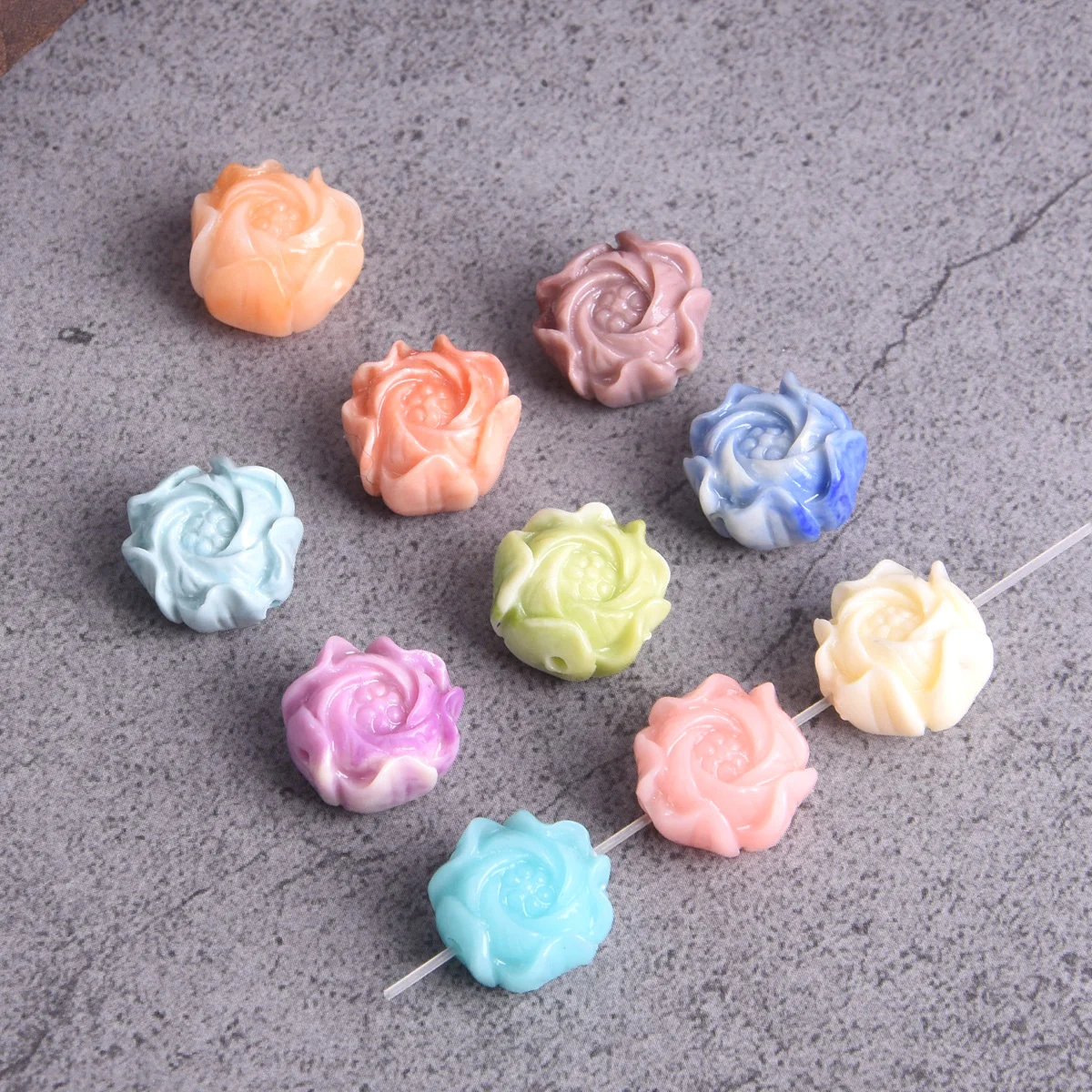 10pcs 12mm Flower Shape Artificial Coral Gradient Color Loose Beads For Jewelry Making DIY Findings