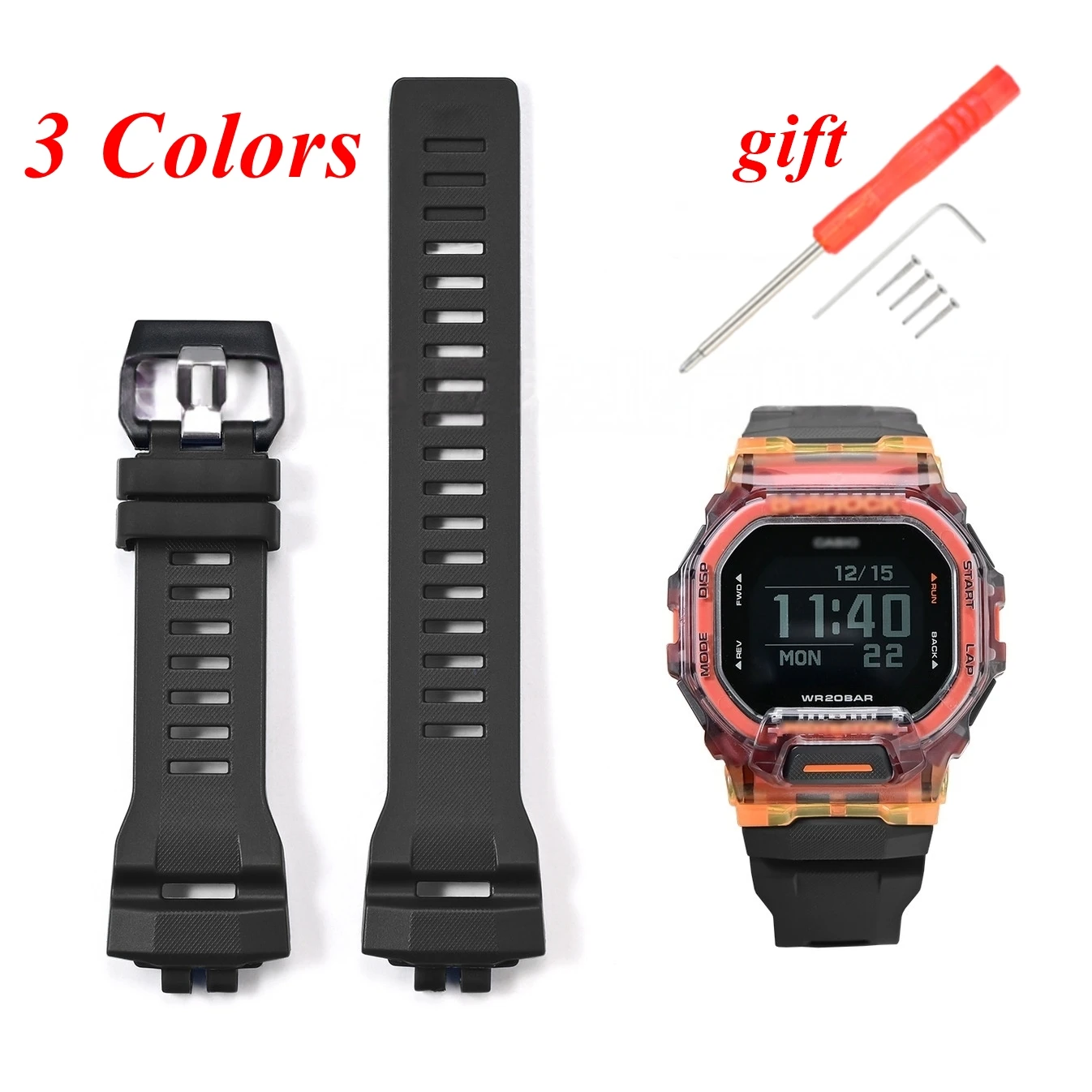 For Casio GBD-200-1/2/9 GBD-200RD/SM Wacth Strap Silicone Rubber