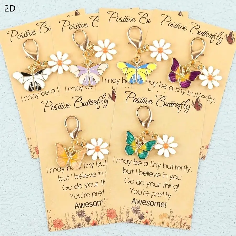 1/5/10/20/50/100pcs Exquisite Butterfly and White Daisy Set with Motivational Cards, an Inspirational Gift Suitable for Bag Deco