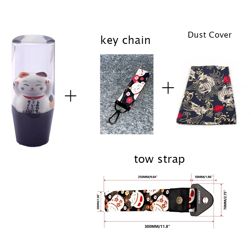 70mm Racing Crystal Ball JDM Maneki Neko Lucky Cat Car Gear Shift Knob r with Adapters Universal Shift Knob 65MM 100MM