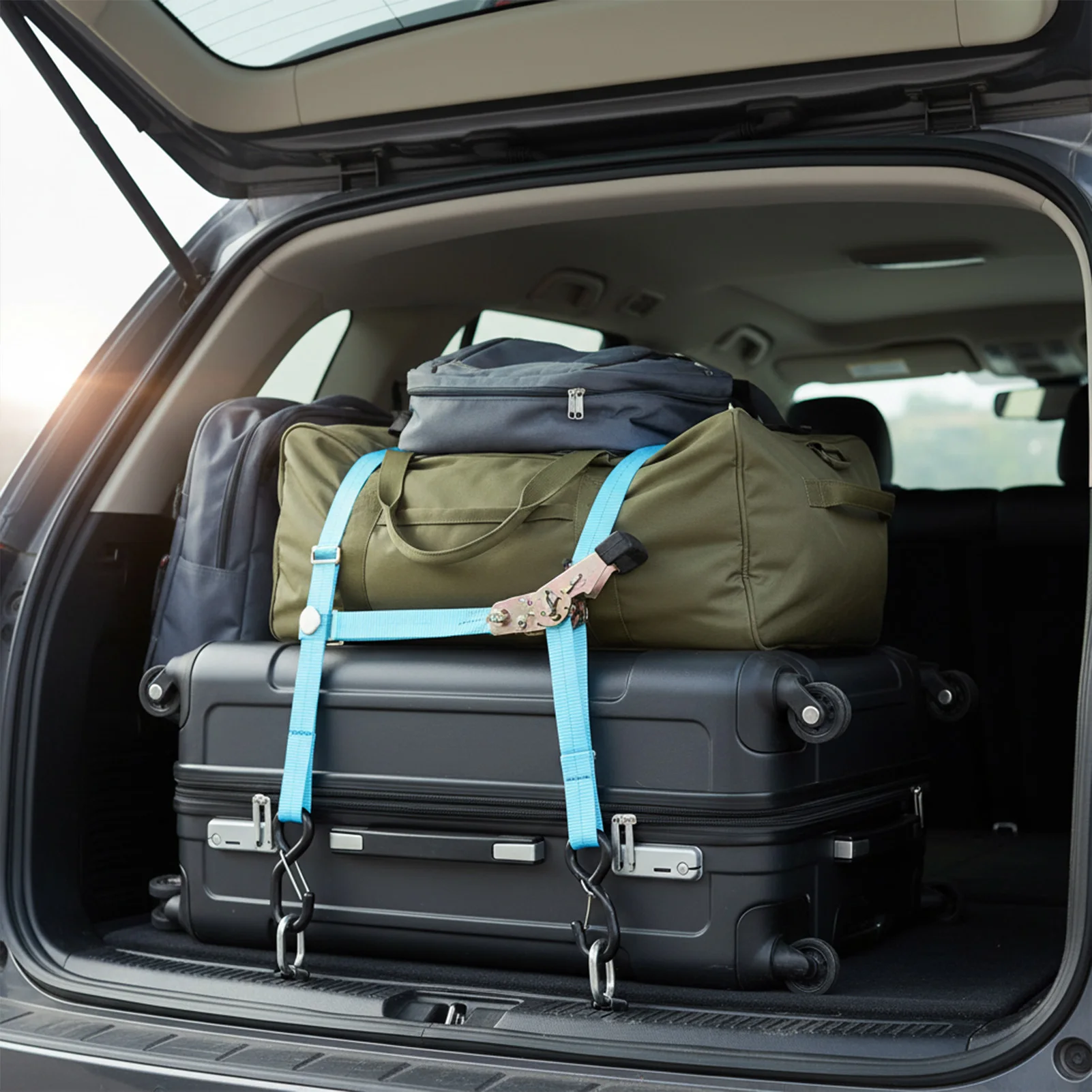 

25mm Ratchet Strap Tightener Heavy Duty Cargo Lashing Belt With Zinc Alloy Buckle For Luggage Securing And Outdoor