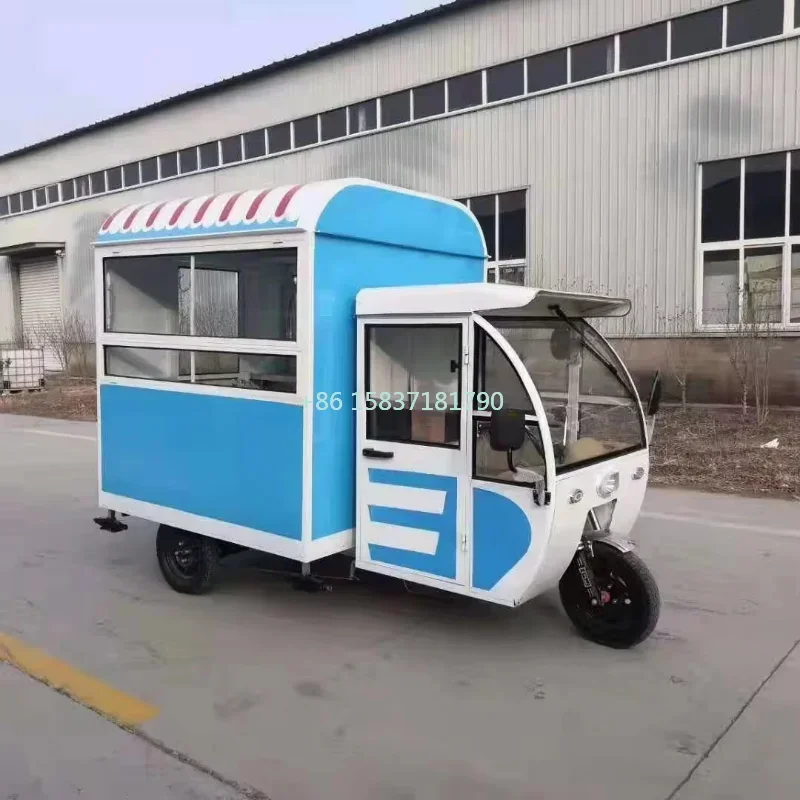 Small Business Mobile Dining Car Three-wheeled Electric Food Snack Barbecue Selling Truck Customized Mobile Dining Carts Price