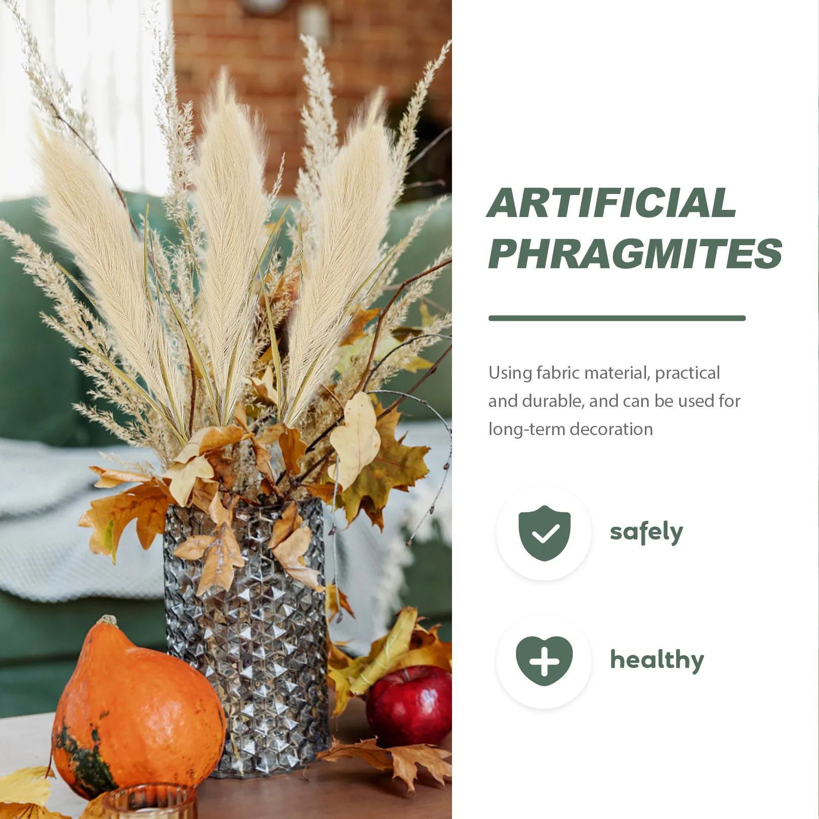 

4pcs Artificial Phragmites Realistic Simulation Grass Flower Arranging Material For Indoor Wall Vase Wedding