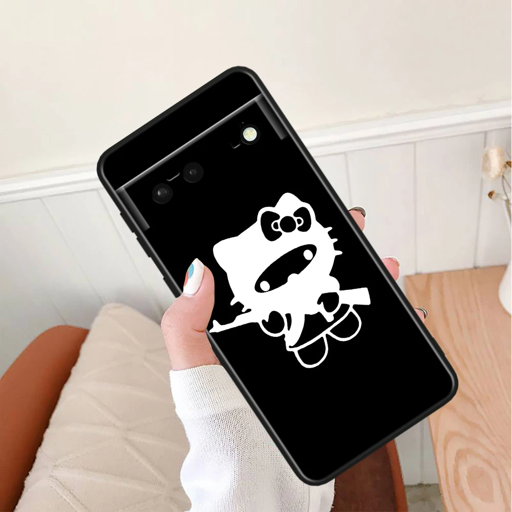 Funny Hello Kitty TPU Silicone Black Cover For Google Pixel 8 7A 7 6A 6 5A 5 5XL 4A 4XL 4 Pro 5G Phone Case