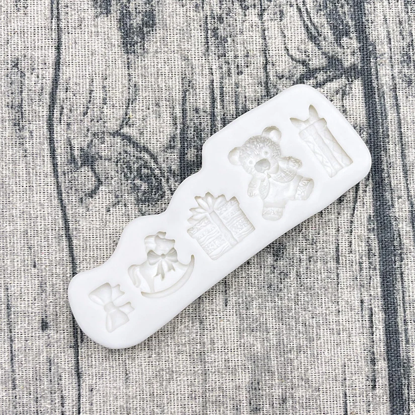 Bear Rocking Horse Silicone Mold Sugarcraft Cupcake Baking Mold Fondant Cake Decorating Tools