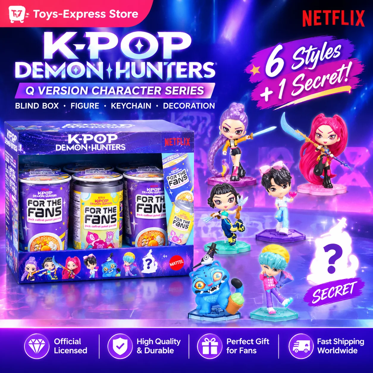 Mattel Kpop Demon Hunters Blind Box Chibi Doll Figure Character Cute Collectible Desktop Decoration Trendy Toy Surprise Gift