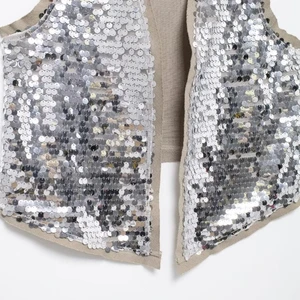 Traf Sparling Silber Pailletten Frauenweste Traf 2024 Sommer mit ärmelloser V -Kopf -Ausschnitt 6 Hauptverkäufe mit Helligkeit - №5