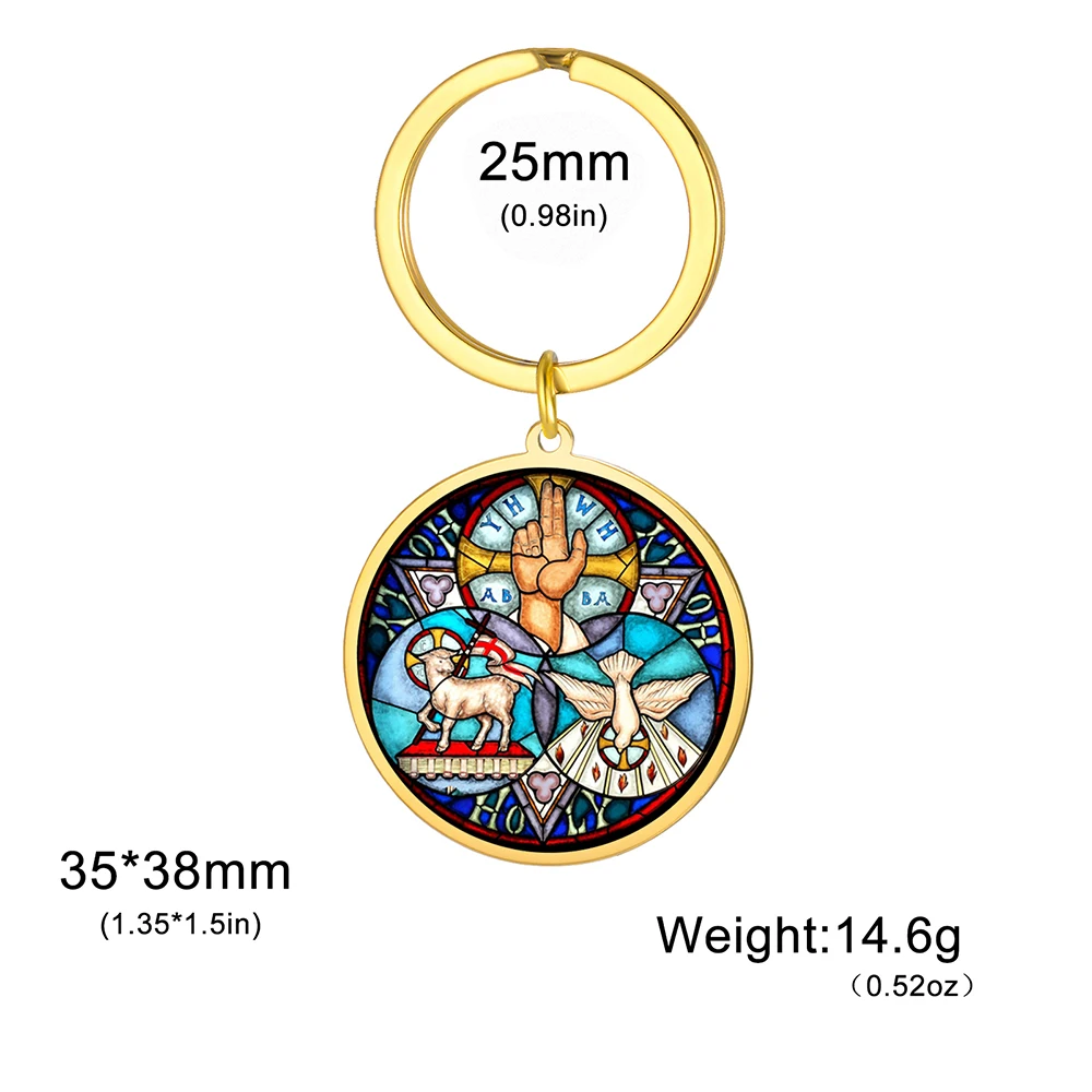 Dawapara المقدسة الثالوث Trindade قلادة درع من الثالوث المفاتيح مجوهرات الحماية المسيحية الفولاذ المقاوم للصدأ كيرينغ