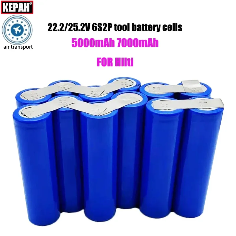 

22.2V 25.2V 18650 6S2P 5000mAh 7000mAh Lithium battery cells pack For Hilti CPC B18 B22 1800-A22 SID 22-A SID 18-A SFH 22-A ect