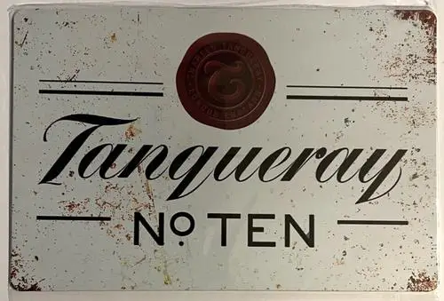 Tanqueray No. Letrero metálico decorativo Ten Gin; ¡NUEVO!