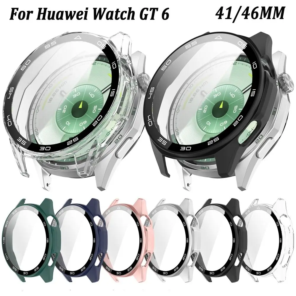 Tempered PC Protective Case with Scale Full Coverage Screen Protector 41/46MM Anti-Scratch Cover Shell for Huawei Watch GT 6
