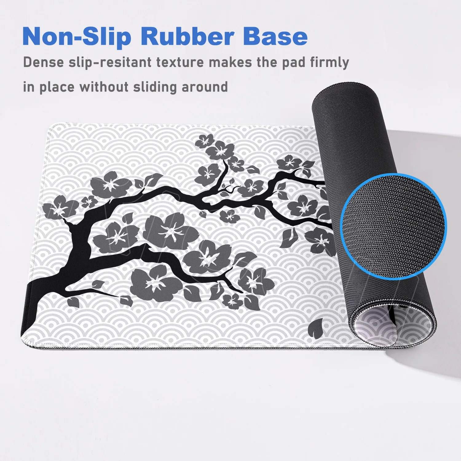 Japanese Cherry Blossom Gray Mouse Pad XXL Laptop Gaming Deskmat Anime Office Carpet Sakura Mousepad Keyboard Computer Table Rug